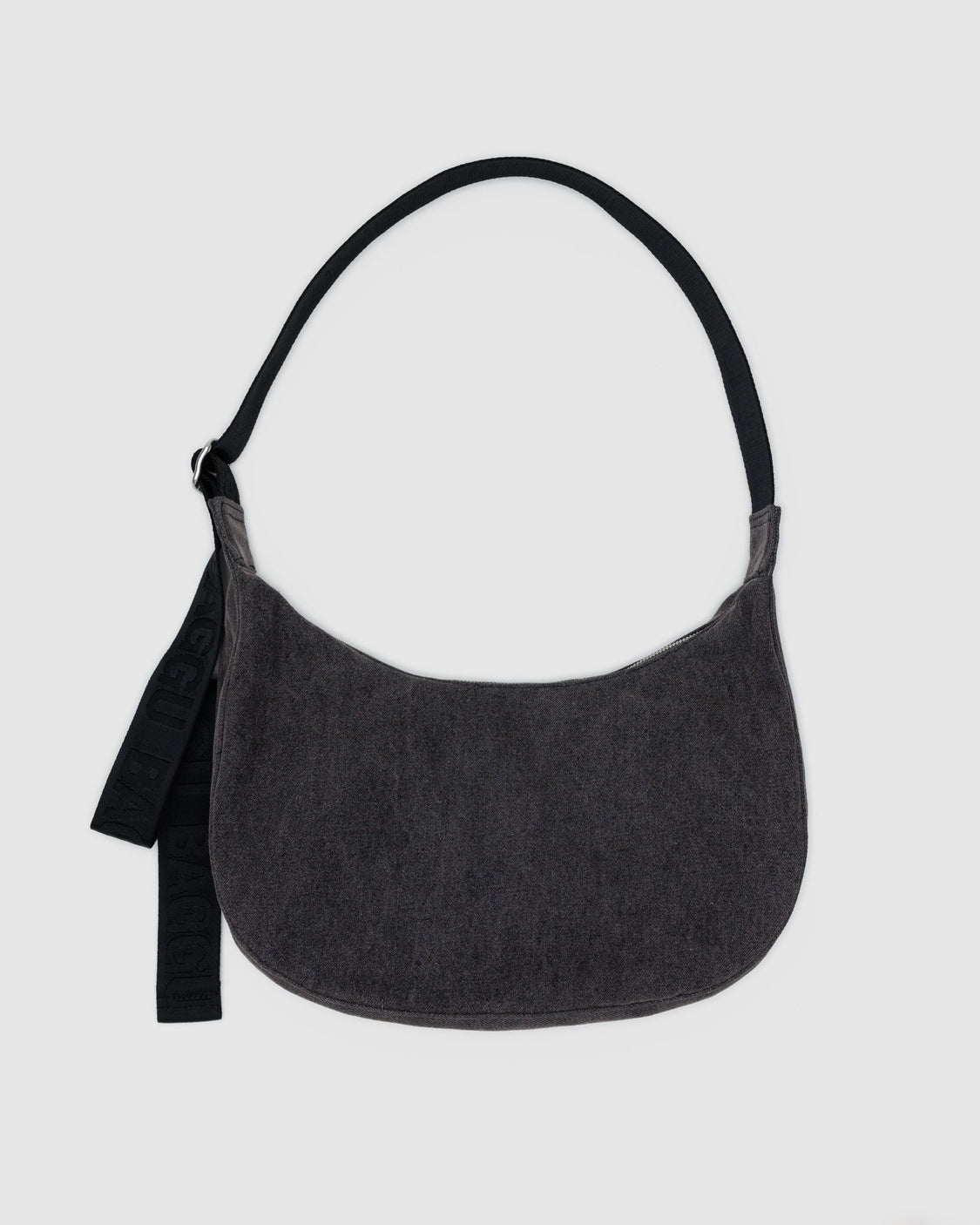 Medium Denim Crescent Bag - Washed Black Denim - Travel Utility Tote