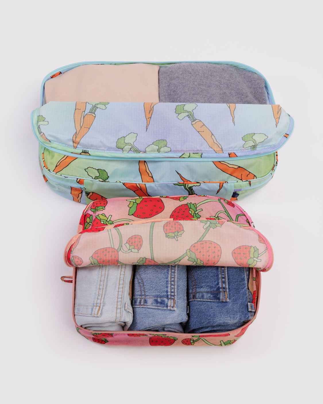 Large Packing Cube Set - Carrots & Berries - Pocket Utility Pack