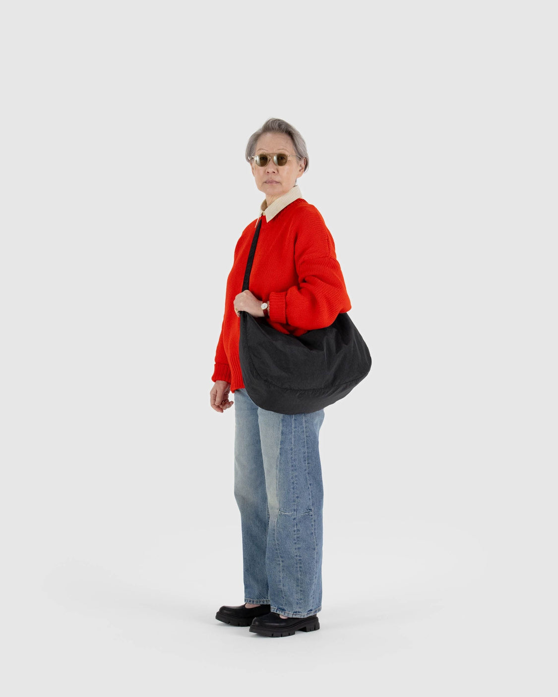 Large Nylon Crescent Bag - Black - Active Market Haul